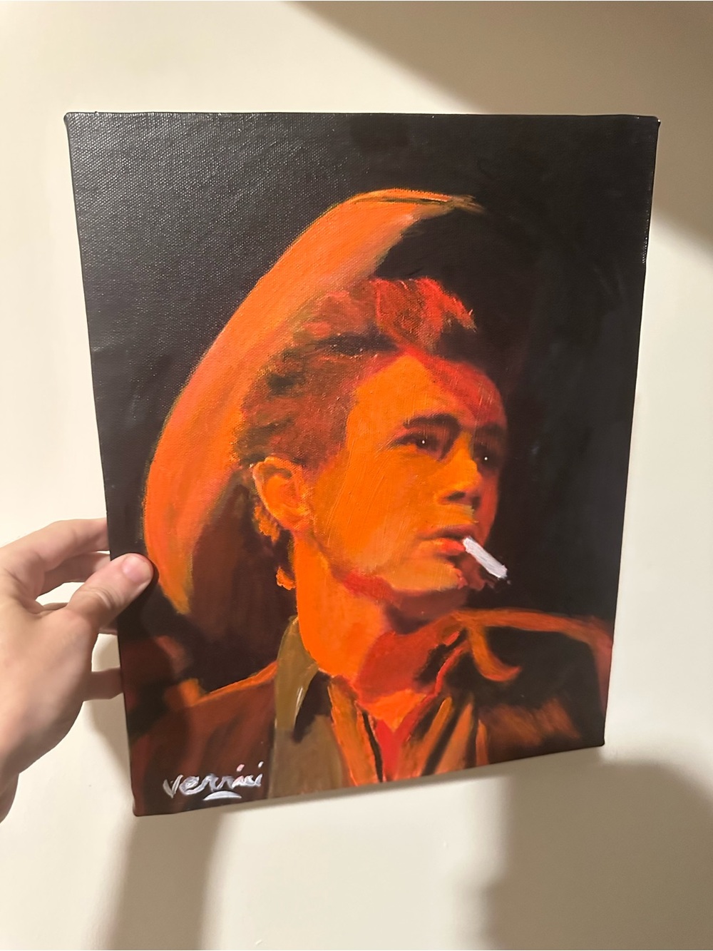 James Dean Giant painting Orange Cowboy Portrait Wall Art 11x14